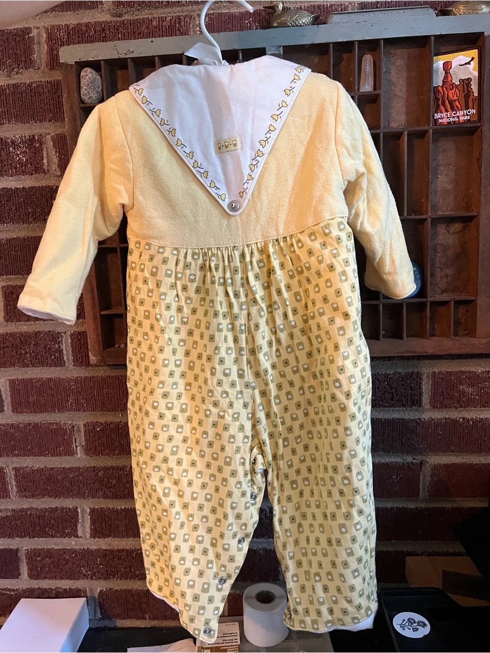 Lullaby Club Yellow Tulip Collar Baby onesie. Double layered